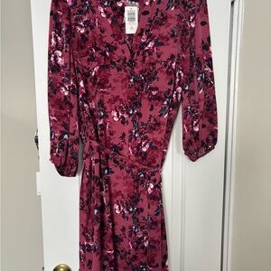 Torrid Burgundy Floral Long Sleeve Dress